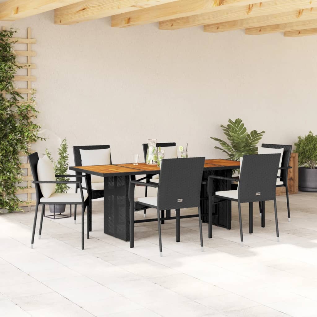 7-delige Tuinset met kussens poly rattan zwart is nu te koop bij PeponiXL, paradijselijk wonen!