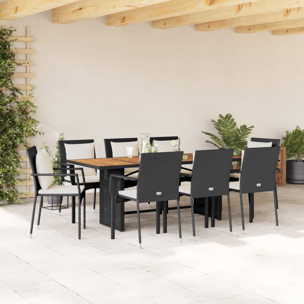 9-delige Tuinset poly rattan zwart is nu te koop bij PeponiXL, paradijselijk wonen!