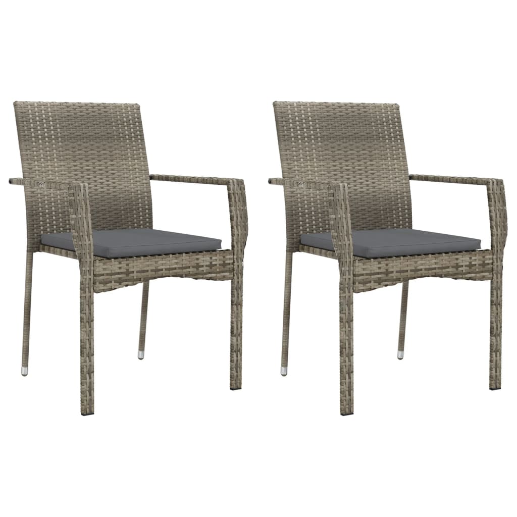 9-delige Tuinset met kussens poly rattan grijs