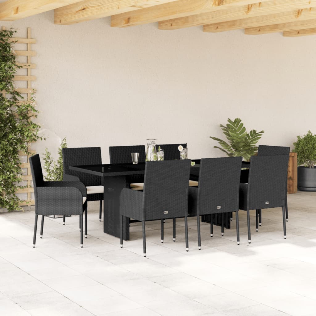 9-delige Tuinset poly rattan zwart is nu te koop bij PeponiXL, paradijselijk wonen!