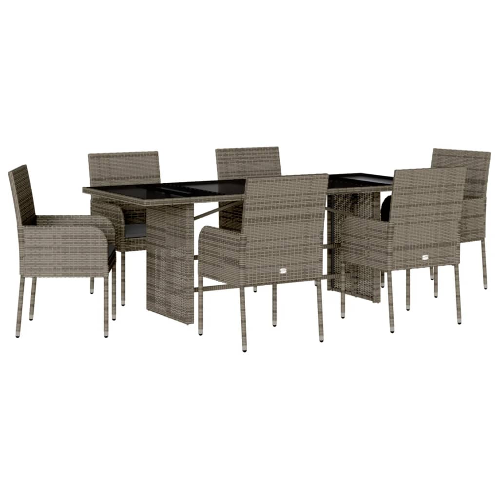 7-delige Tuinset met kussens poly rattan grijs is nu te koop bij PeponiXL, paradijselijk wonen!