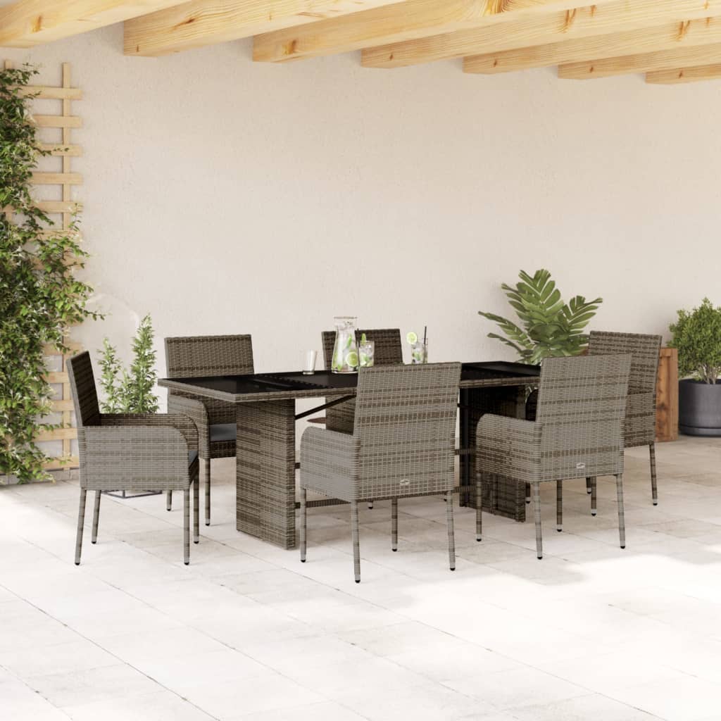 7-delige Tuinset met kussens poly rattan grijs is nu te koop bij PeponiXL, paradijselijk wonen!