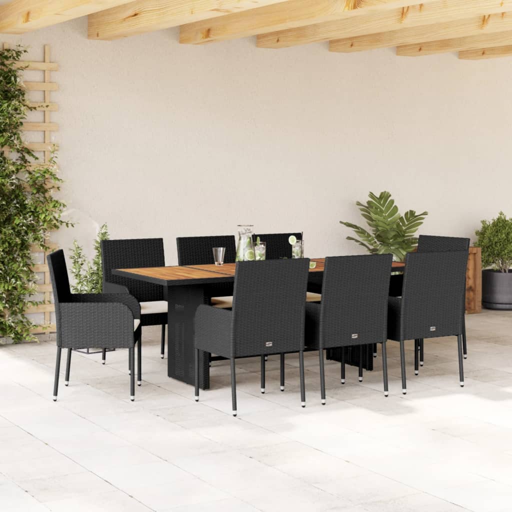 9-delige Tuinset poly rattan zwart is nu te koop bij PeponiXL, paradijselijk wonen!