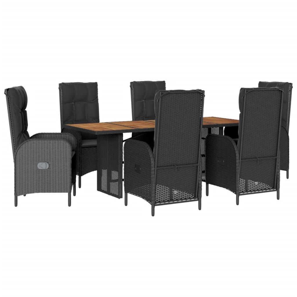 7-delige Tuinset met kussens poly rattan zwart is nu te koop bij PeponiXL, paradijselijk wonen!