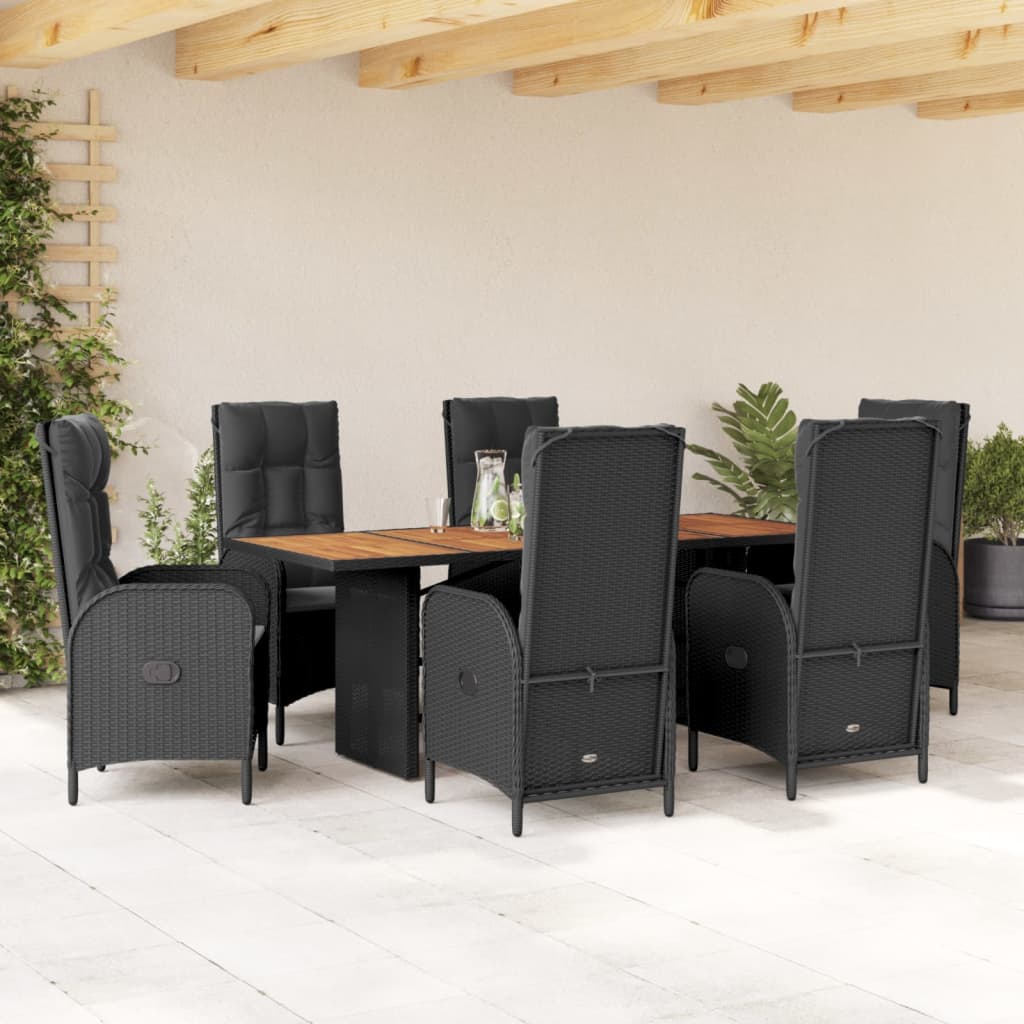 7-delige Tuinset met kussens poly rattan zwart is nu te koop bij PeponiXL, paradijselijk wonen!