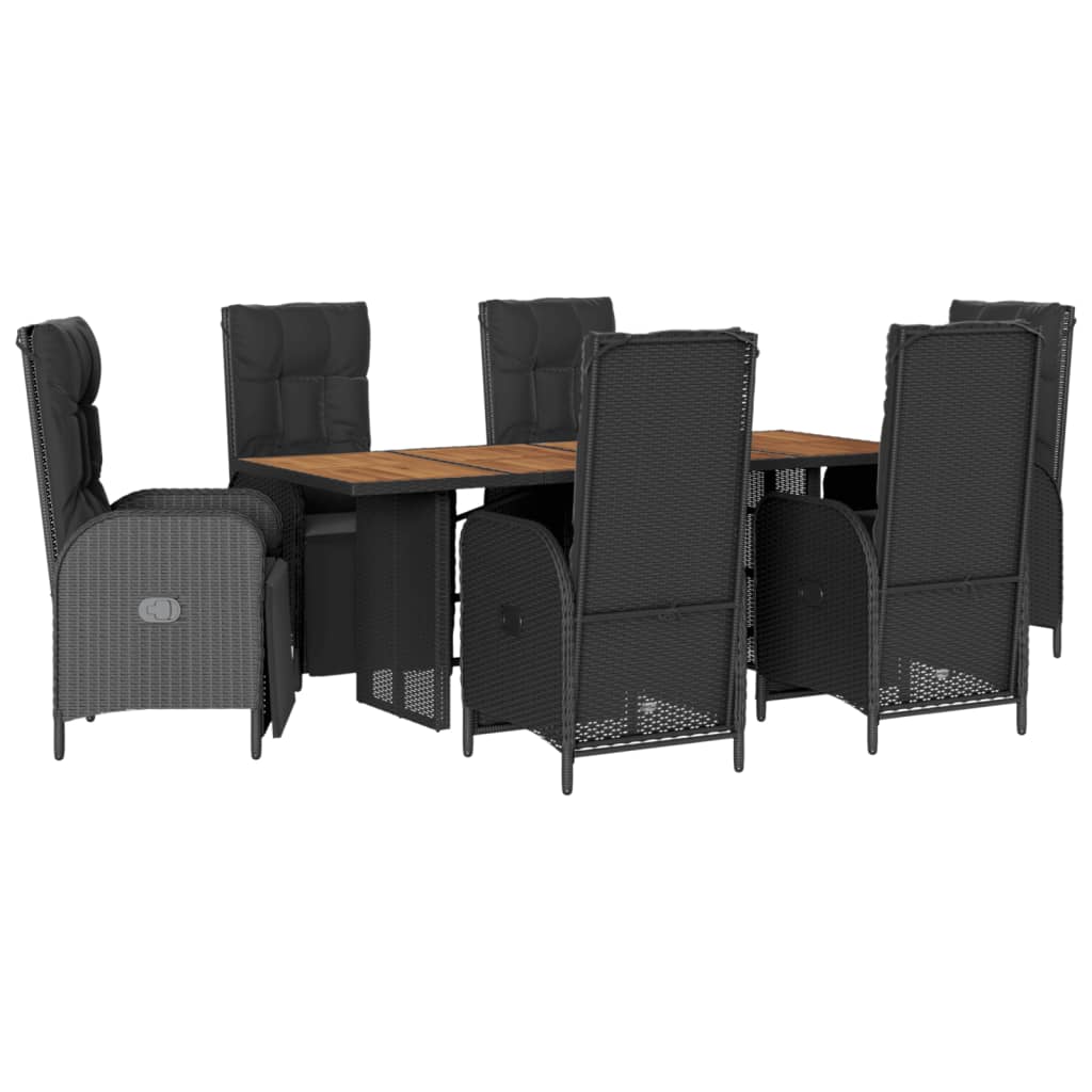 7-delige Tuinset met kussens poly rattan zwart is nu te koop bij PeponiXL, paradijselijk wonen!