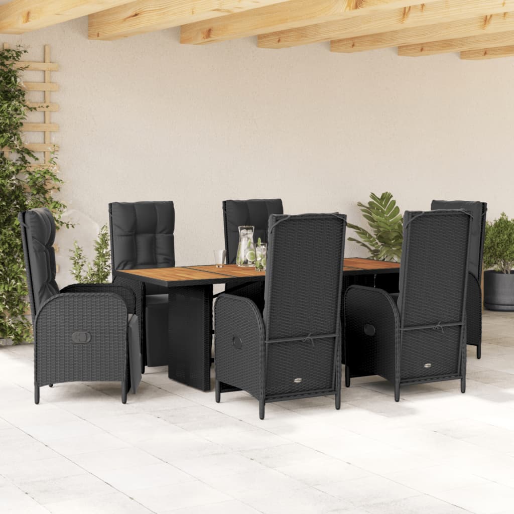 7-delige Tuinset met kussens poly rattan zwart is nu te koop bij PeponiXL, paradijselijk wonen!