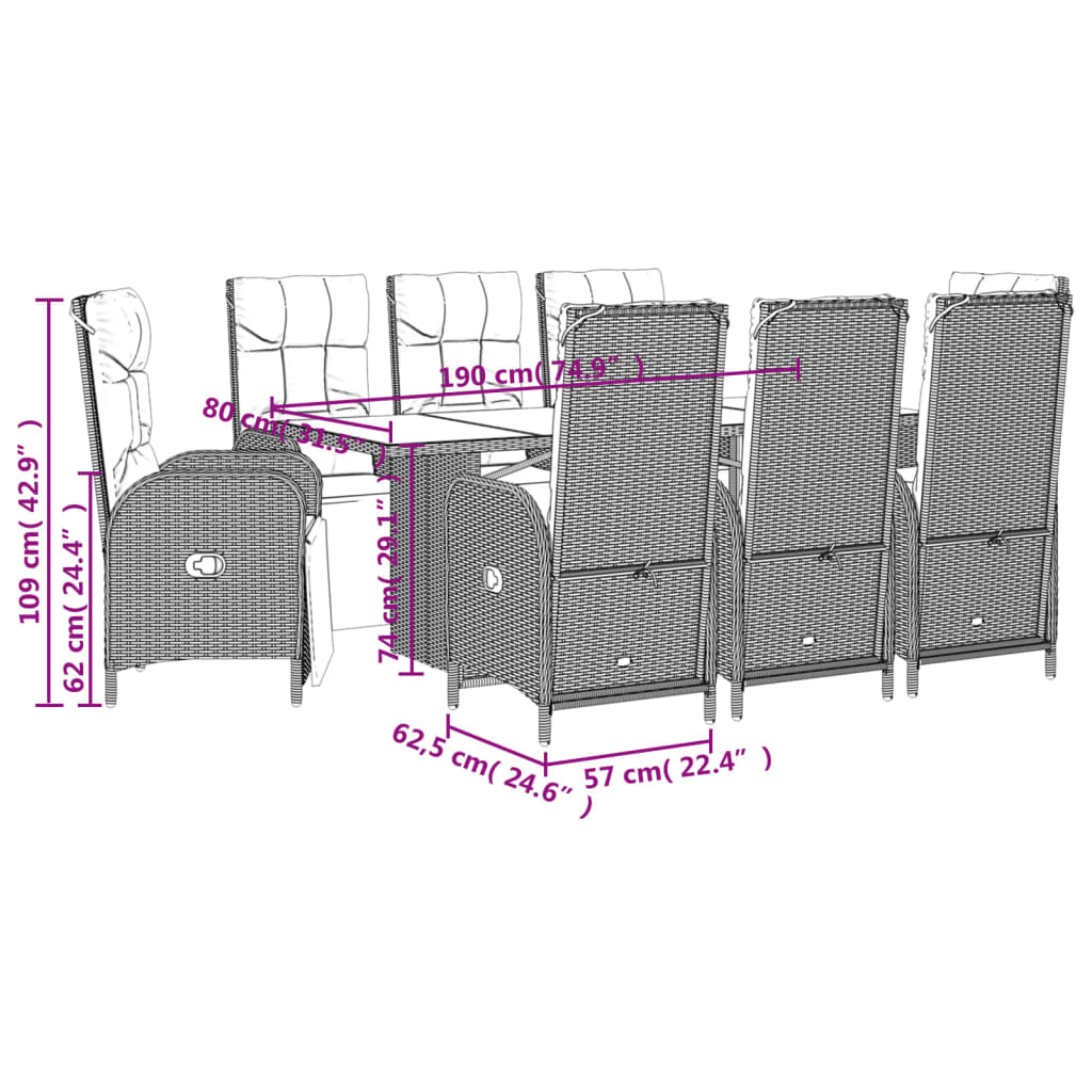 9-delige Tuinset poly rattan zwart is nu te koop bij PeponiXL, paradijselijk wonen!