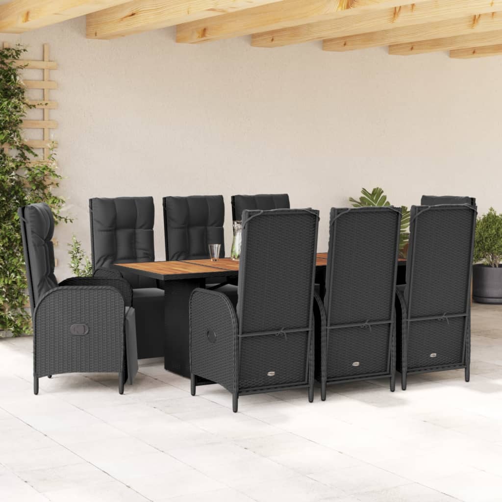 9-delige Tuinset poly rattan zwart is nu te koop bij PeponiXL, paradijselijk wonen!