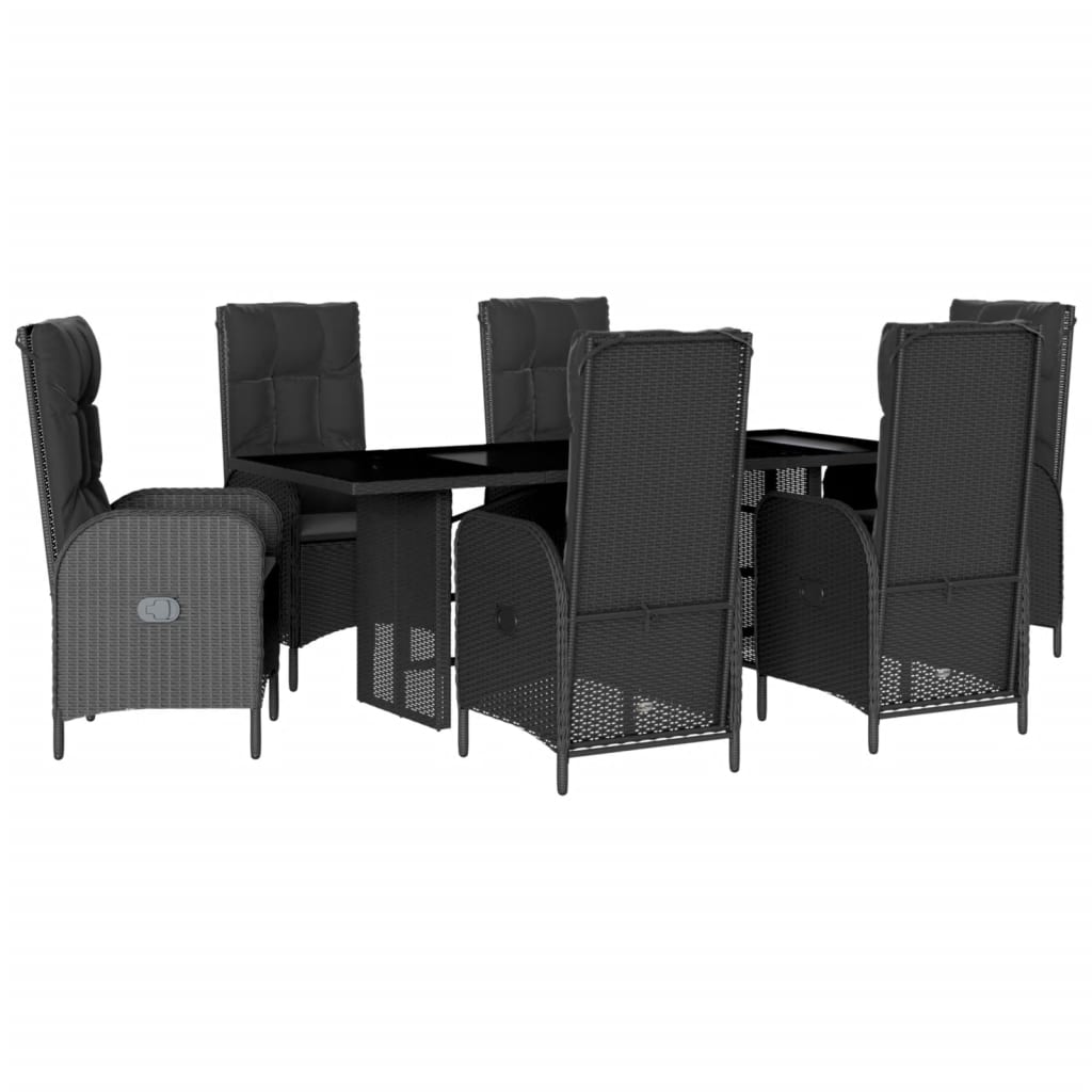 7-delige Tuinset met kussens poly rattan zwart is nu te koop bij PeponiXL, paradijselijk wonen!