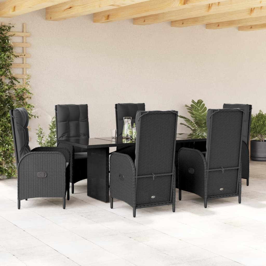 7-delige Tuinset met kussens poly rattan zwart is nu te koop bij PeponiXL, paradijselijk wonen!