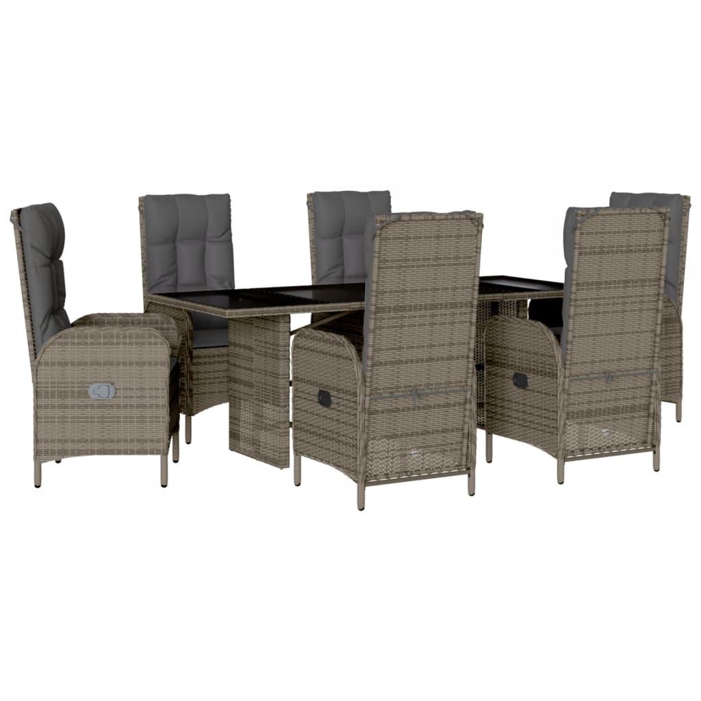 7-delige Tuinset met kussens poly rattan grijs is nu te koop bij PeponiXL, paradijselijk wonen!