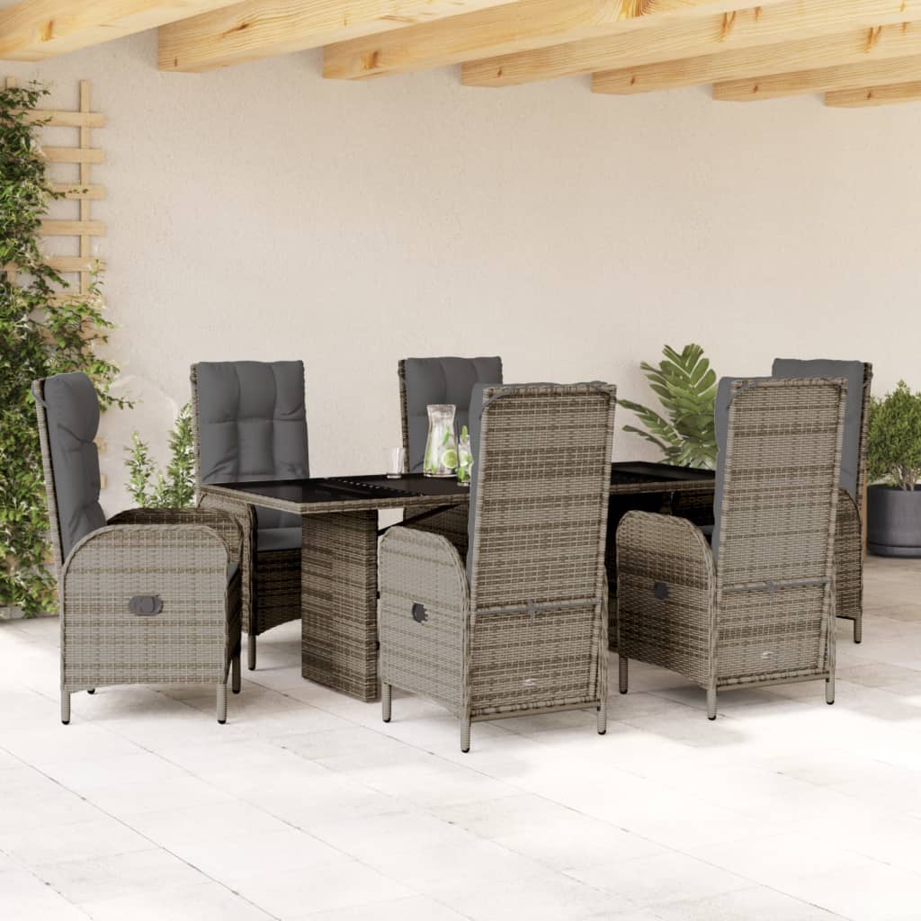 7-delige Tuinset met kussens poly rattan grijs is nu te koop bij PeponiXL, paradijselijk wonen!