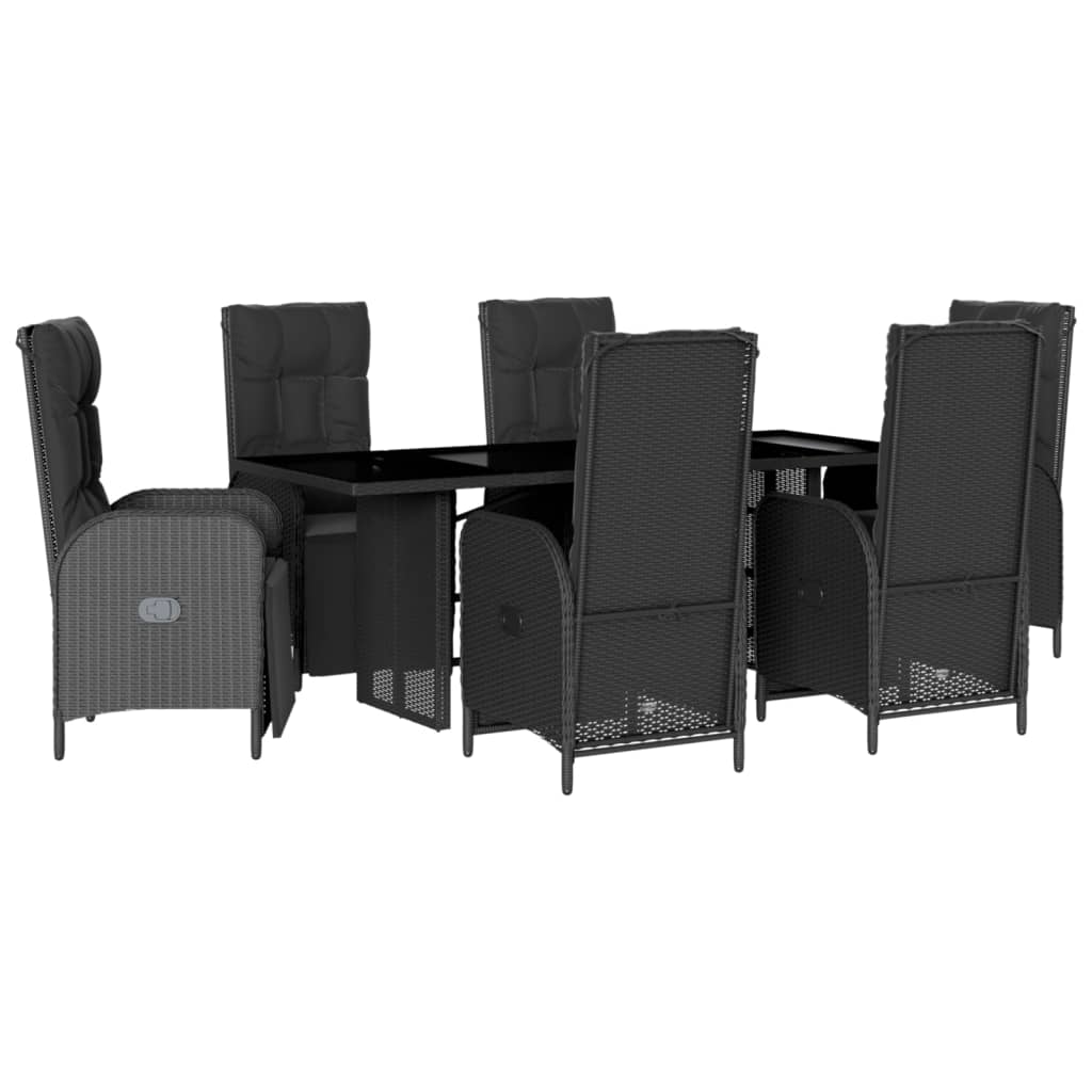7-delige Tuinset met kussens poly rattan zwart is nu te koop bij PeponiXL, paradijselijk wonen!
