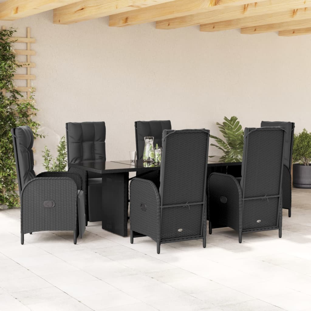 7-delige Tuinset met kussens poly rattan zwart is nu te koop bij PeponiXL, paradijselijk wonen!