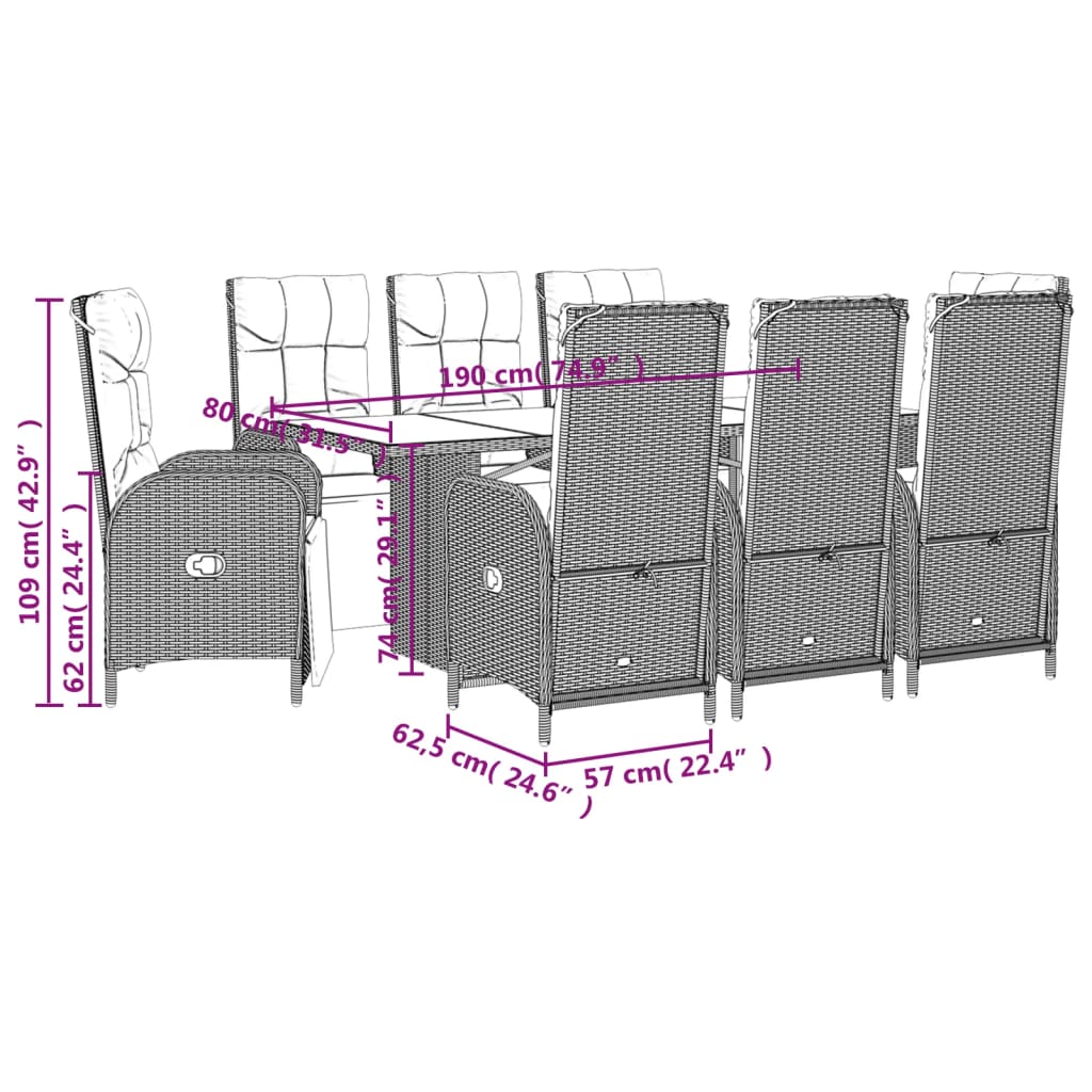 9-delige Tuinset poly rattan zwart is nu te koop bij PeponiXL, paradijselijk wonen!