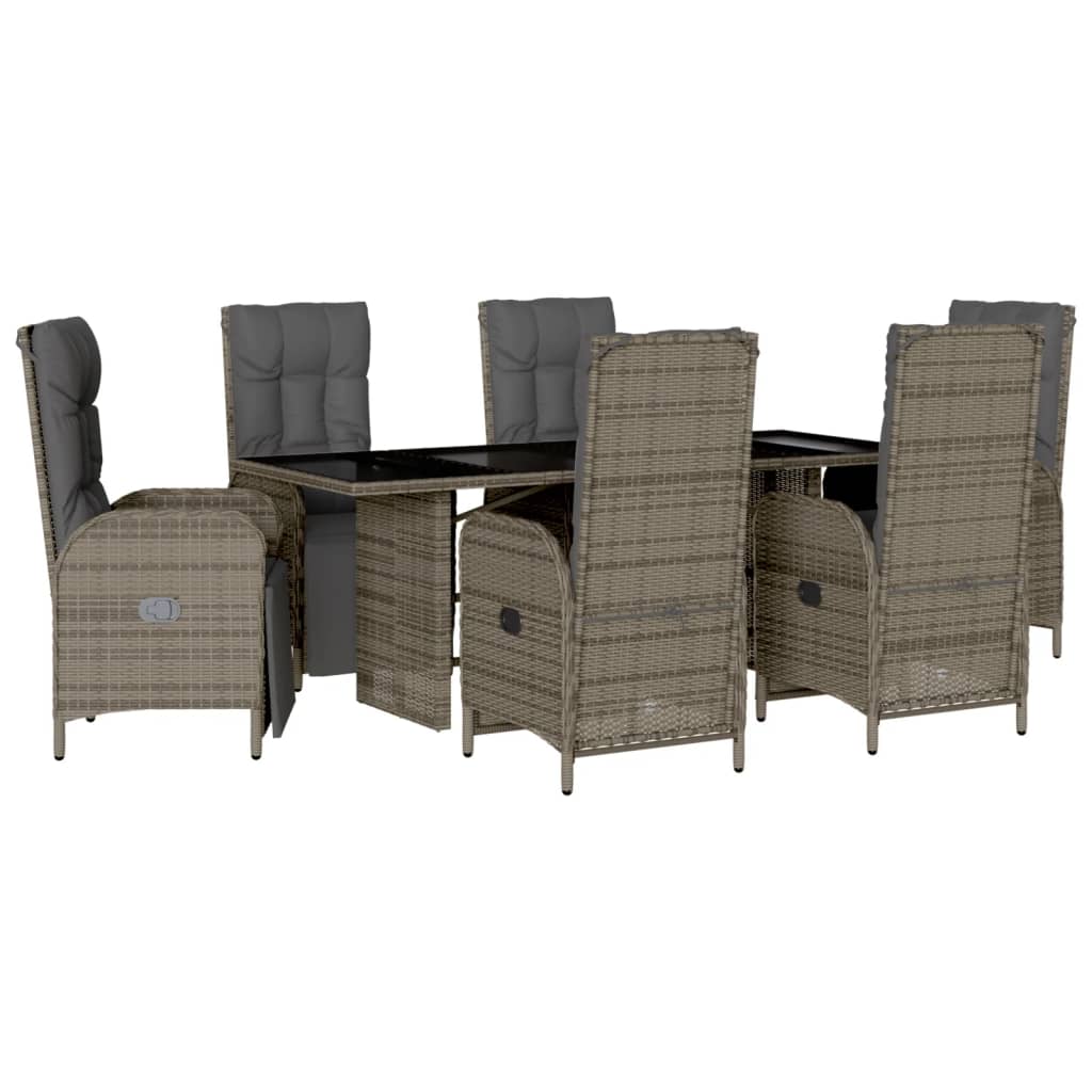 7-delige Tuinset met kussens poly rattan grijs is nu te koop bij PeponiXL, paradijselijk wonen!