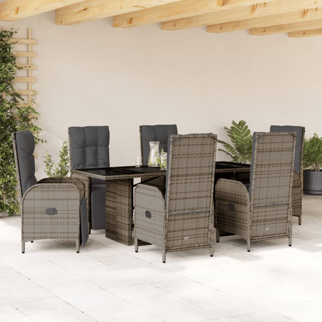 7-delige Tuinset met kussens poly rattan grijs is nu te koop bij PeponiXL, paradijselijk wonen!