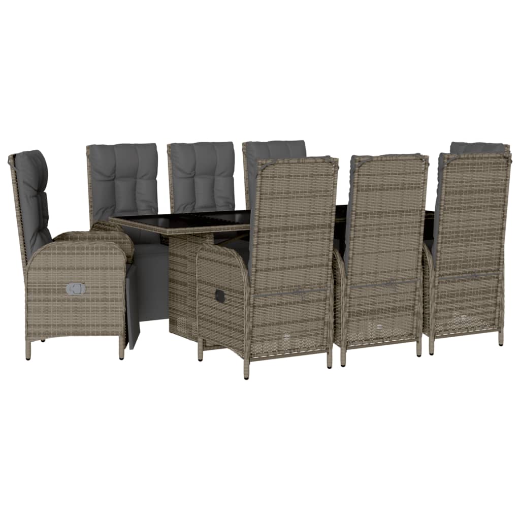 9-delige Tuinset met kussens poly rattan grijs is nu te koop bij PeponiXL, paradijselijk wonen!
