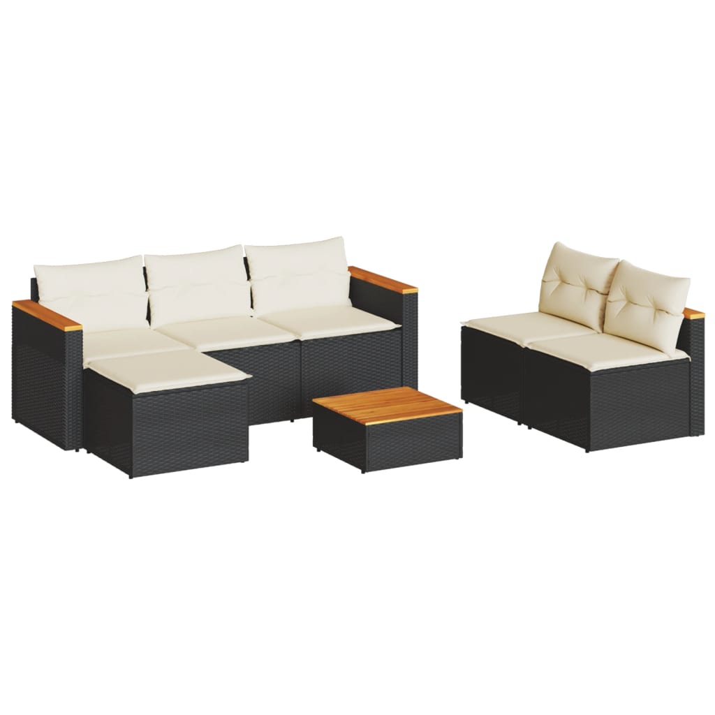 5-delige Loungeset met kussens poly rattan acacia zwart is nu te koop bij PeponiXL, paradijselijk wonen!