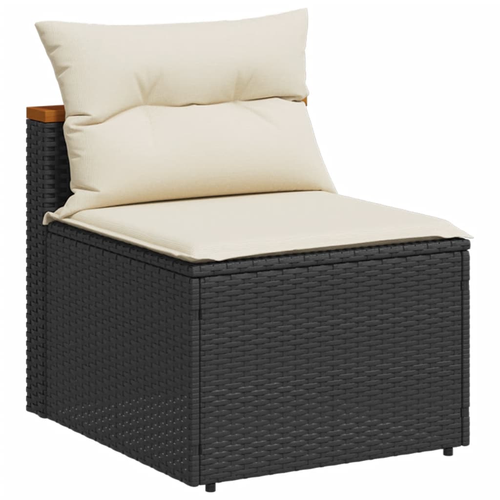 5-delige Loungeset met kussens poly rattan acacia zwart is nu te koop bij PeponiXL, paradijselijk wonen!