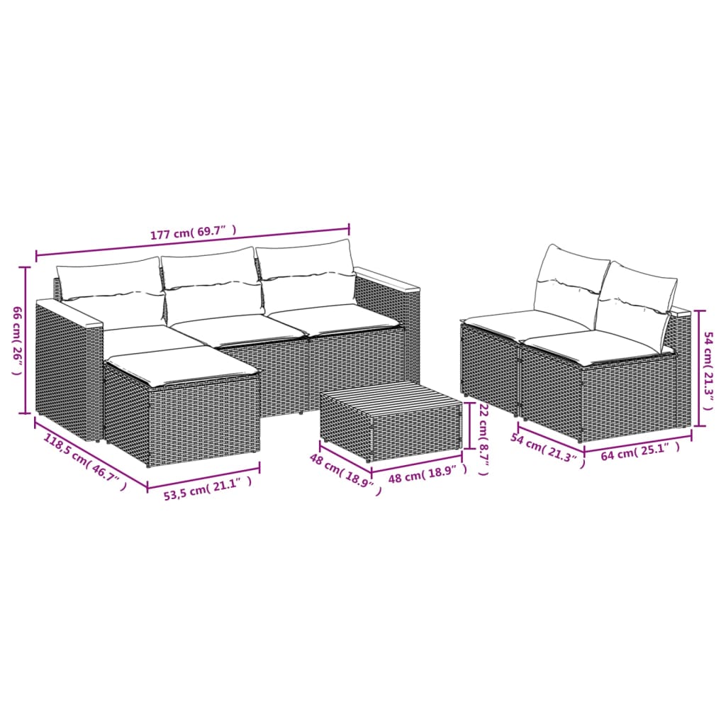 5-delige Loungeset met kussens poly rattan acacia zwart is nu te koop bij PeponiXL, paradijselijk wonen!
