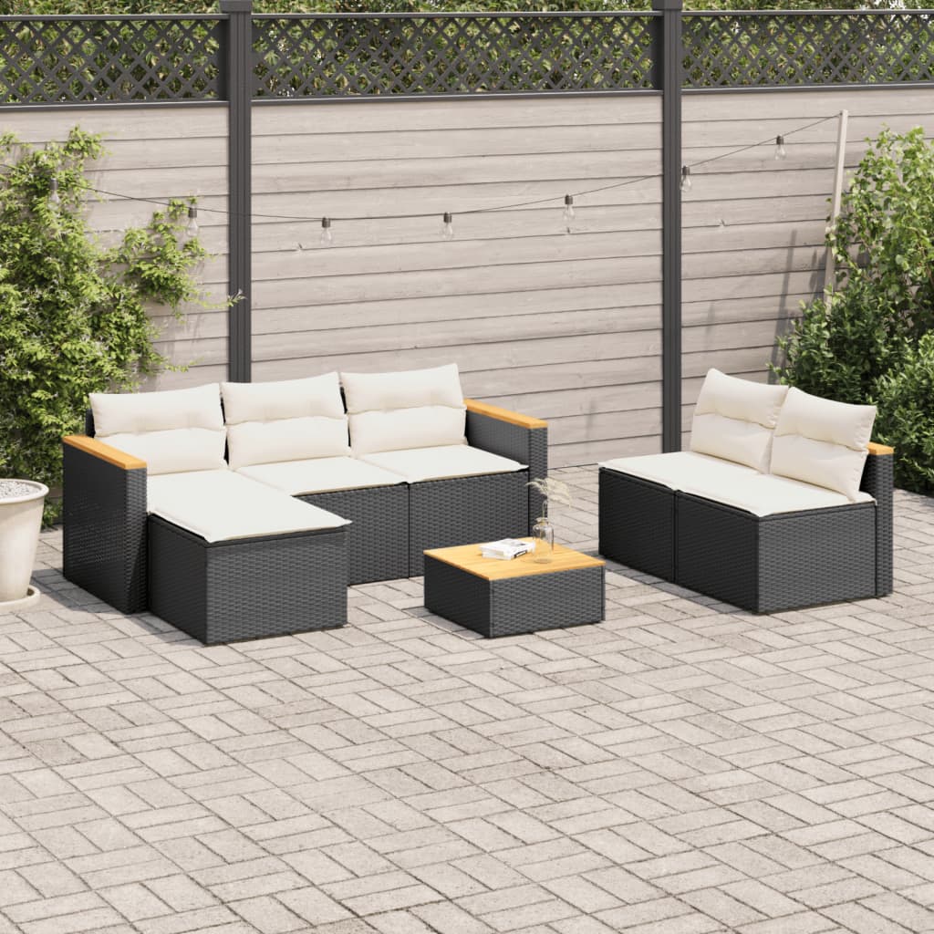 5-delige Loungeset met kussens poly rattan acacia zwart is nu te koop bij PeponiXL, paradijselijk wonen!