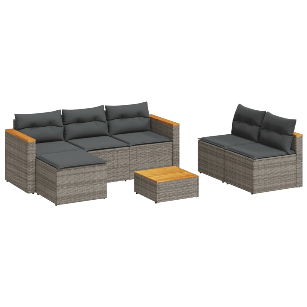 5-delige Loungeset met kussens poly rattan acacia grijs is nu te koop bij PeponiXL, paradijselijk wonen!
