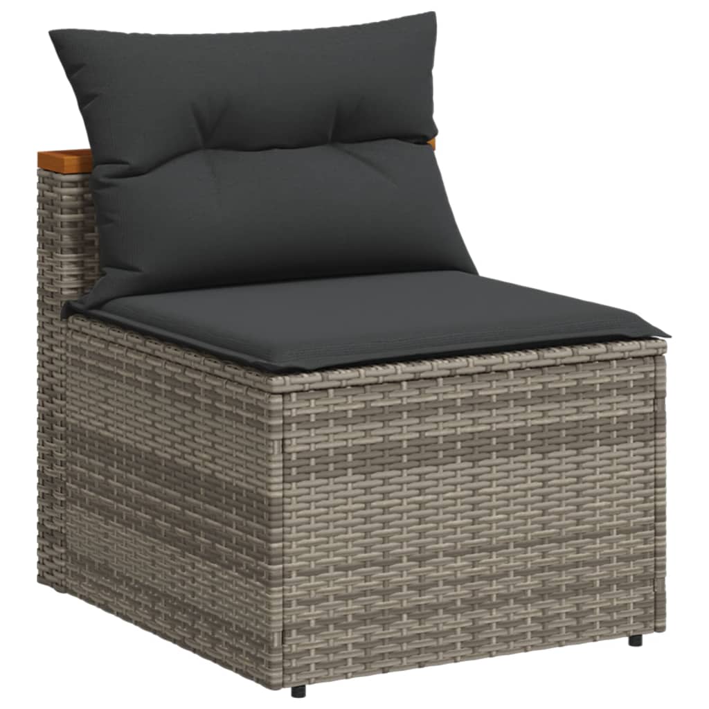 5-delige Loungeset met kussens poly rattan acacia grijs is nu te koop bij PeponiXL, paradijselijk wonen!