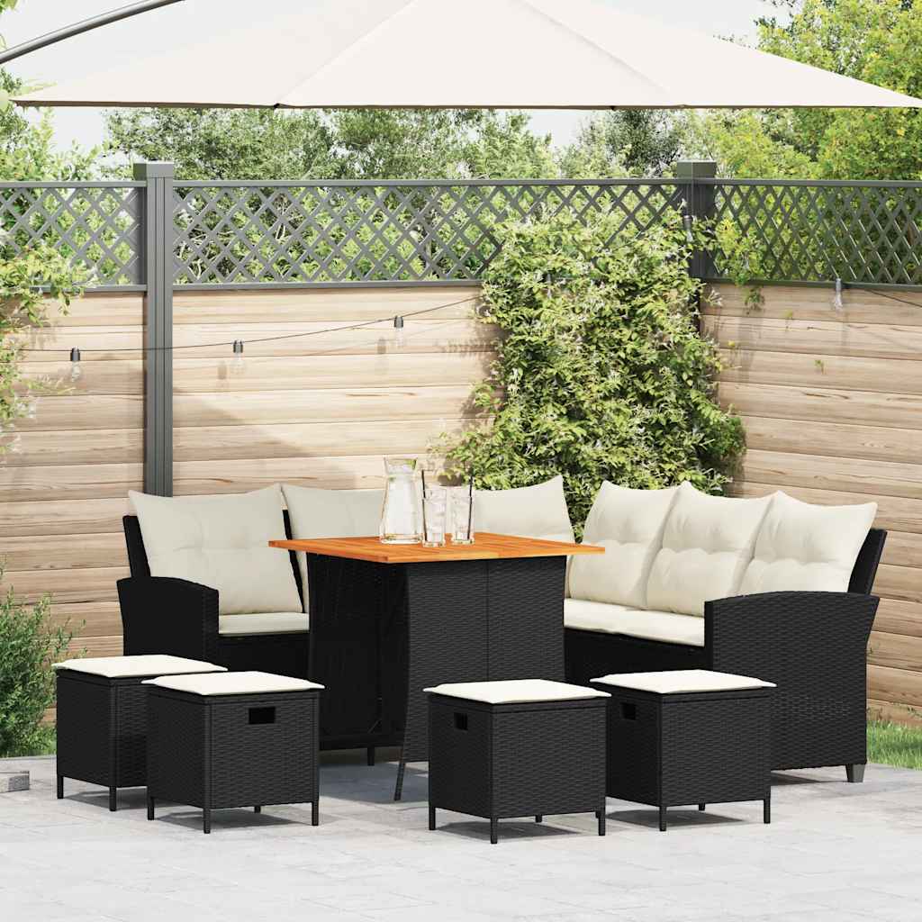 6-delige tuinbankset met kussens L-vormig zwart polyrotan is nu te koop bij PeponiXL, paradijselijk wonen!