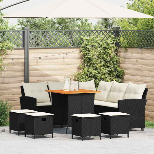 6-delige tuinbankset met kussens L-vormig zwart polyrotan is nu te koop bij PeponiXL, paradijselijk wonen!