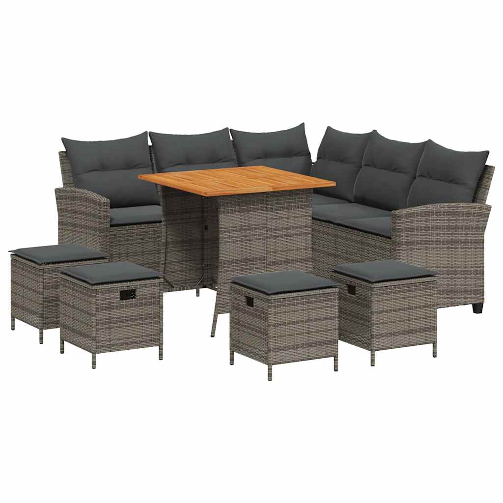 6-delige tuinbankset met kussens L-vormig grijs polyrotan is nu te koop bij PeponiXL, paradijselijk wonen!