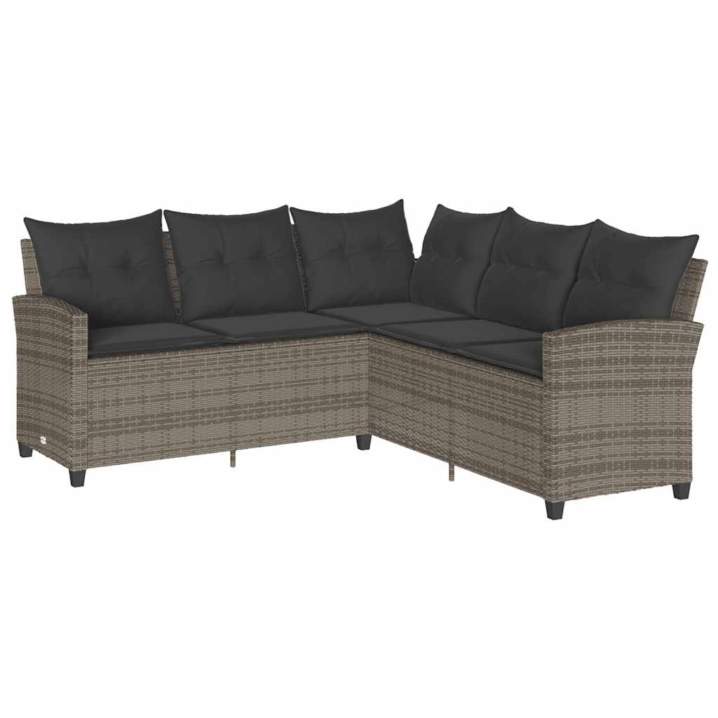 6-delige tuinbankset met kussens L-vormig grijs polyrotan is nu te koop bij PeponiXL, paradijselijk wonen!