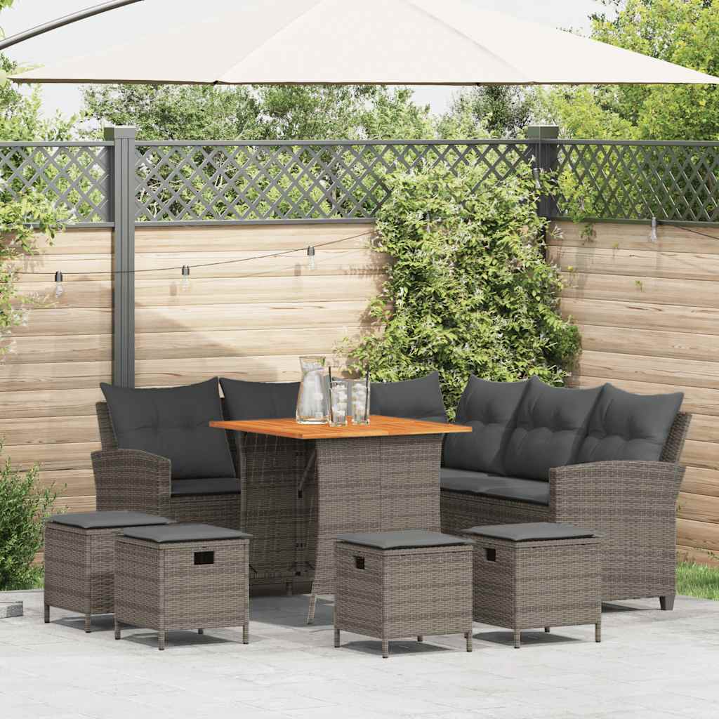 6-delige tuinbankset met kussens L-vormig grijs polyrotan is nu te koop bij PeponiXL, paradijselijk wonen!