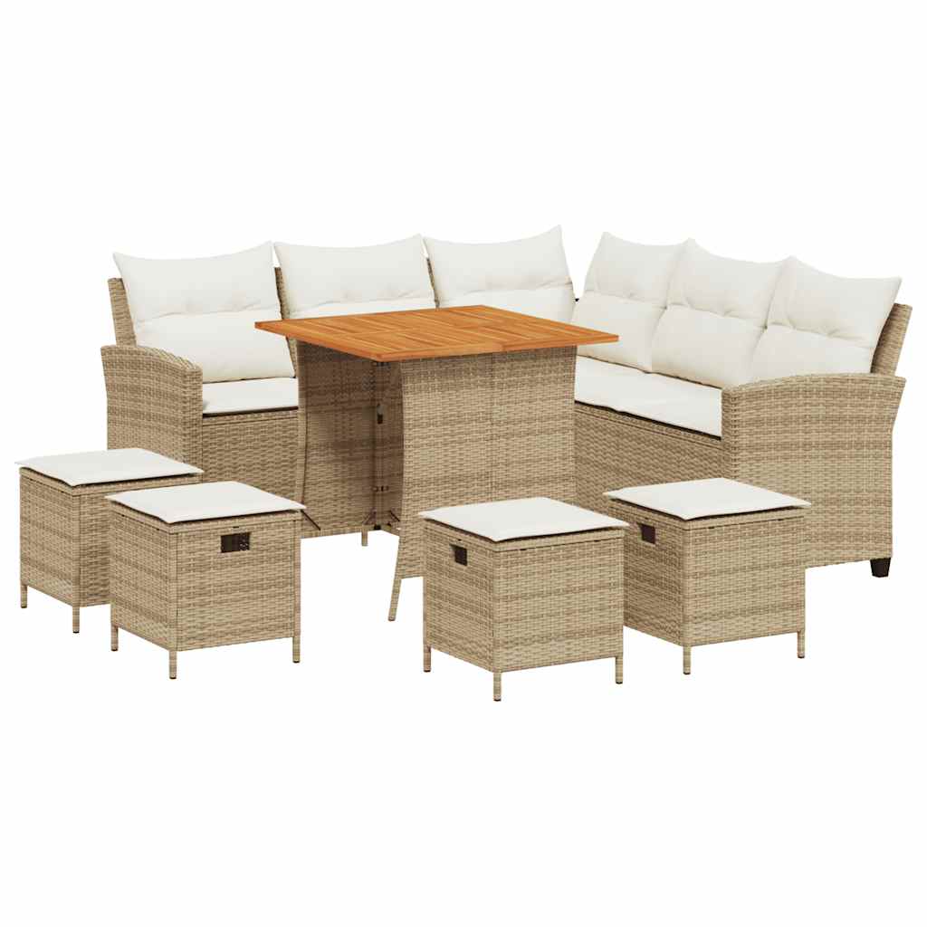 6-delige tuinbankset met kussens L-vormig beige polyrotan is nu te koop bij PeponiXL, paradijselijk wonen!