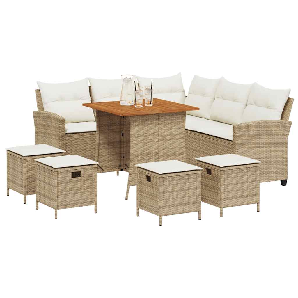 6-delige tuinbankset met kussens L-vormig beige polyrotan is nu te koop bij PeponiXL, paradijselijk wonen!