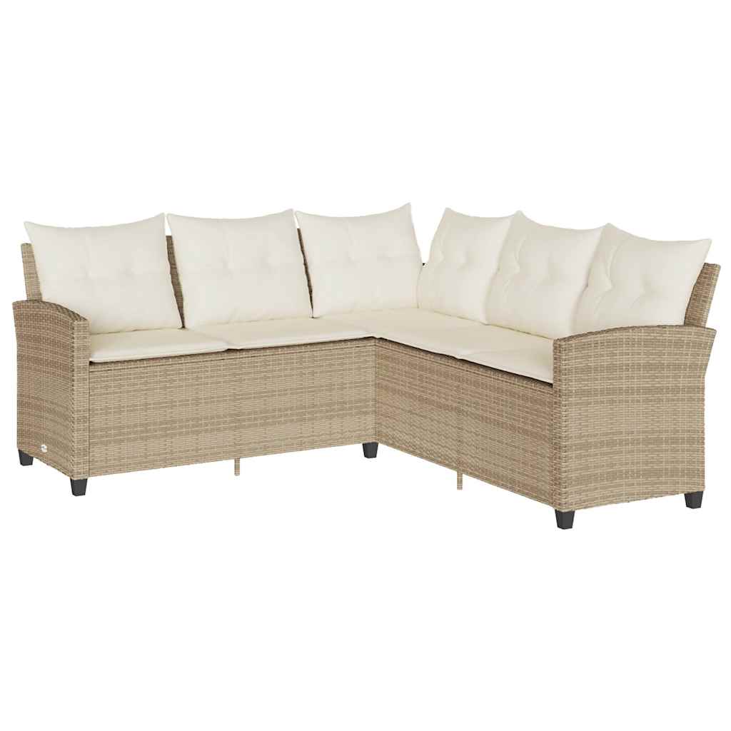 6-delige tuinbankset met kussens L-vormig beige polyrotan is nu te koop bij PeponiXL, paradijselijk wonen!