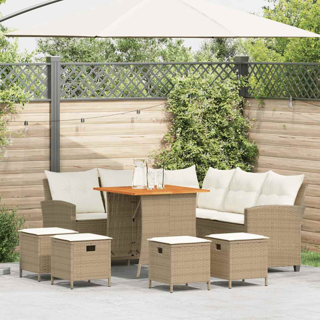 6-delige tuinbankset met kussens L-vormig beige polyrotan is nu te koop bij PeponiXL, paradijselijk wonen!
