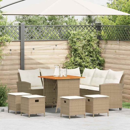6-delige tuinbankset met kussens L-vormig beige polyrotan is nu te koop bij PeponiXL, paradijselijk wonen!