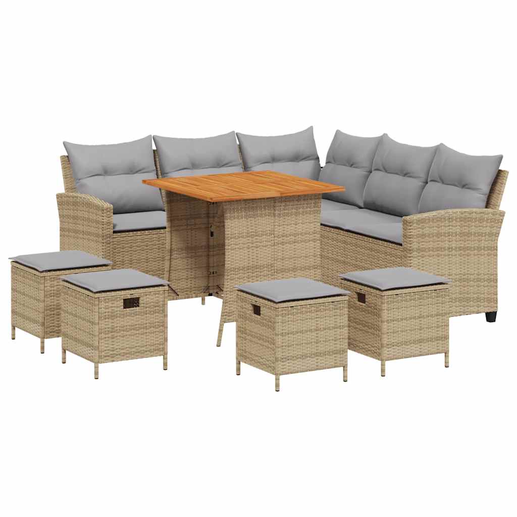 6-delige tuinbankset met kussens L-vormig beige polyrotan is nu te koop bij PeponiXL, paradijselijk wonen!
