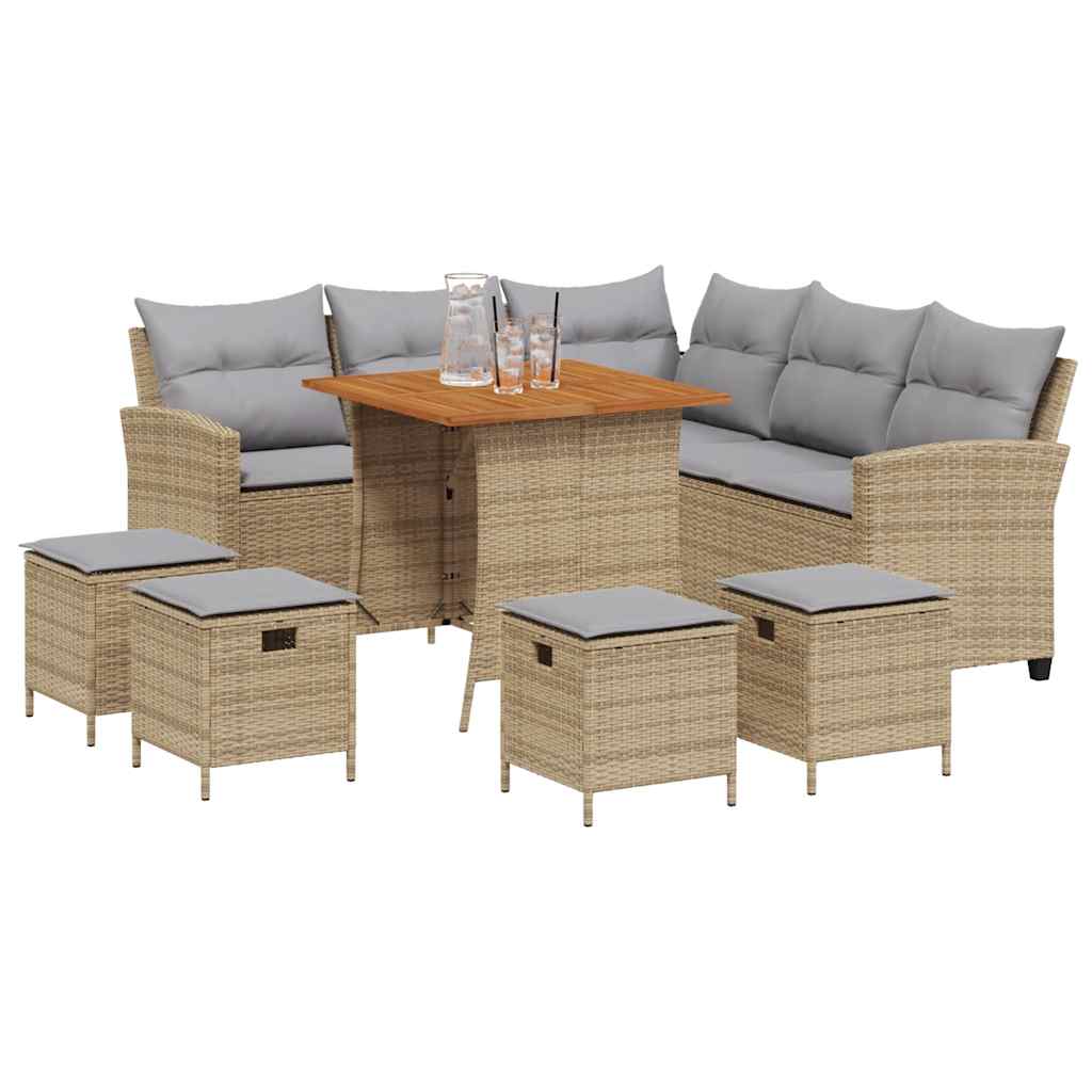 6-delige tuinbankset met kussens L-vormig beige polyrotan is nu te koop bij PeponiXL, paradijselijk wonen!