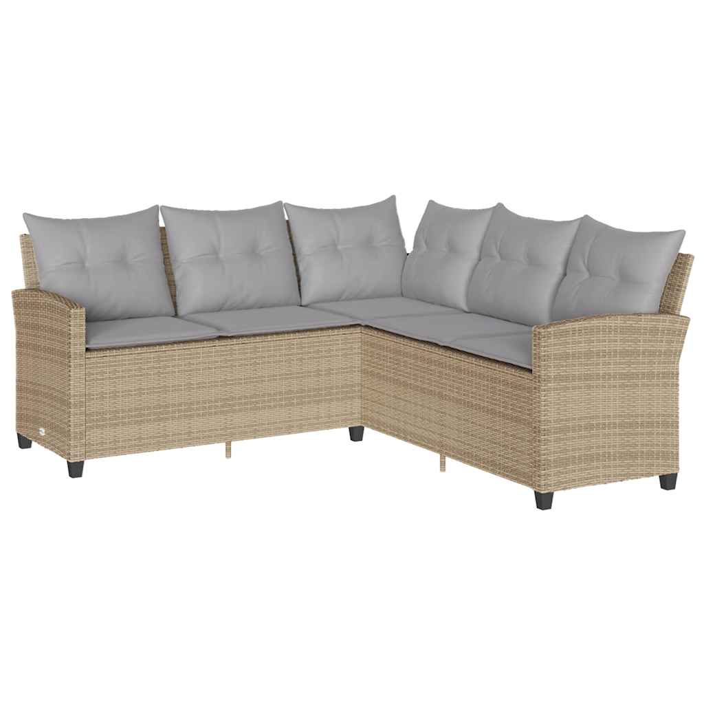 6-delige tuinbankset met kussens L-vormig beige polyrotan is nu te koop bij PeponiXL, paradijselijk wonen!