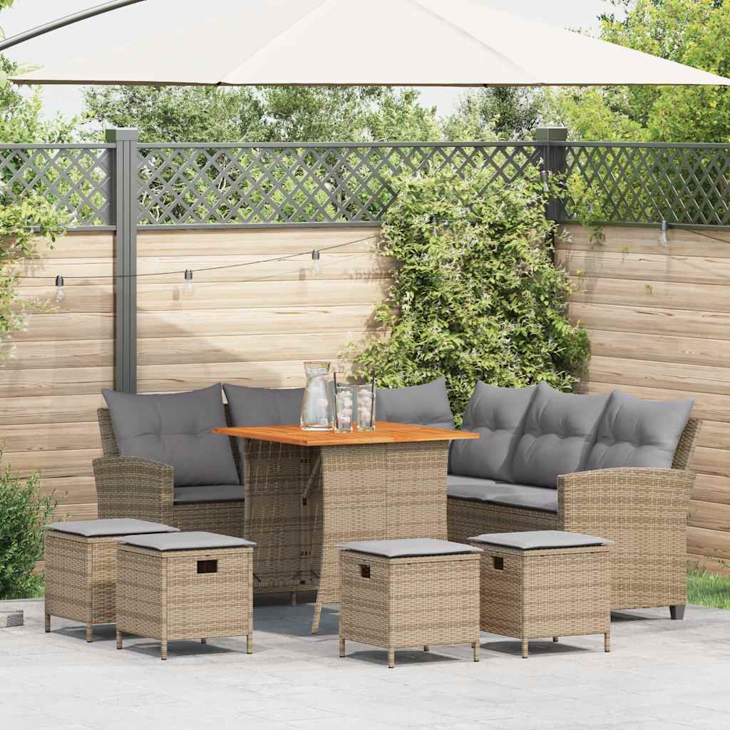 6-delige tuinbankset met kussens L-vormig beige polyrotan is nu te koop bij PeponiXL, paradijselijk wonen!