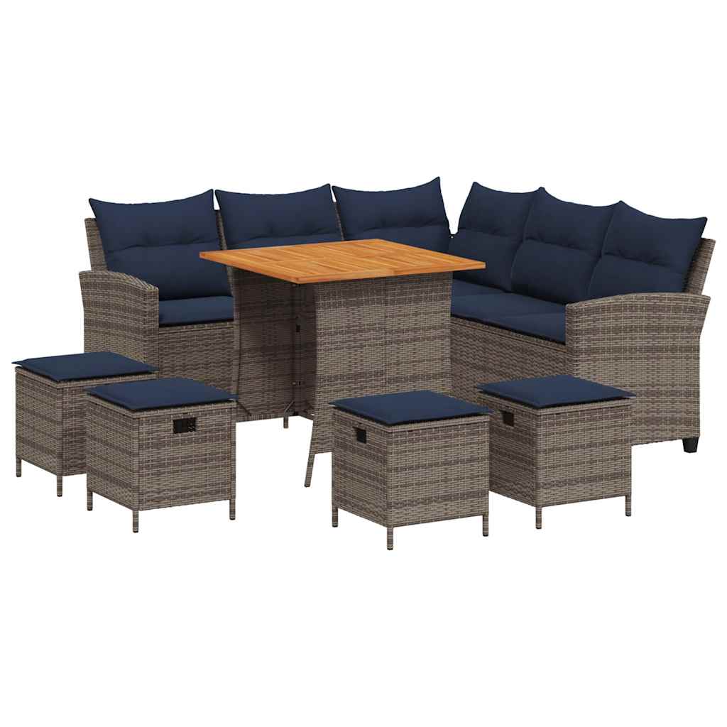 6-delige tuinbankset met kussens L-vormig grijs polyrotan is nu te koop bij PeponiXL, paradijselijk wonen!