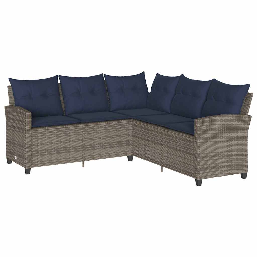6-delige tuinbankset met kussens L-vormig grijs polyrotan is nu te koop bij PeponiXL, paradijselijk wonen!