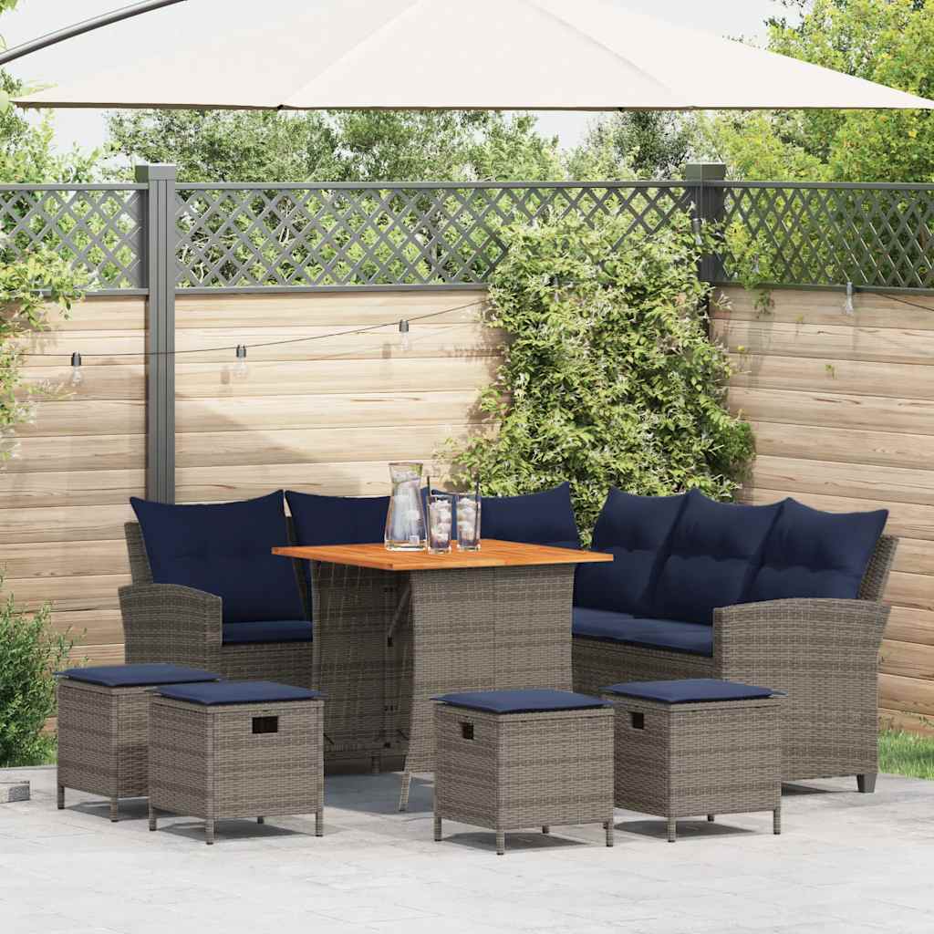 6-delige tuinbankset met kussens L-vormig grijs polyrotan is nu te koop bij PeponiXL, paradijselijk wonen!