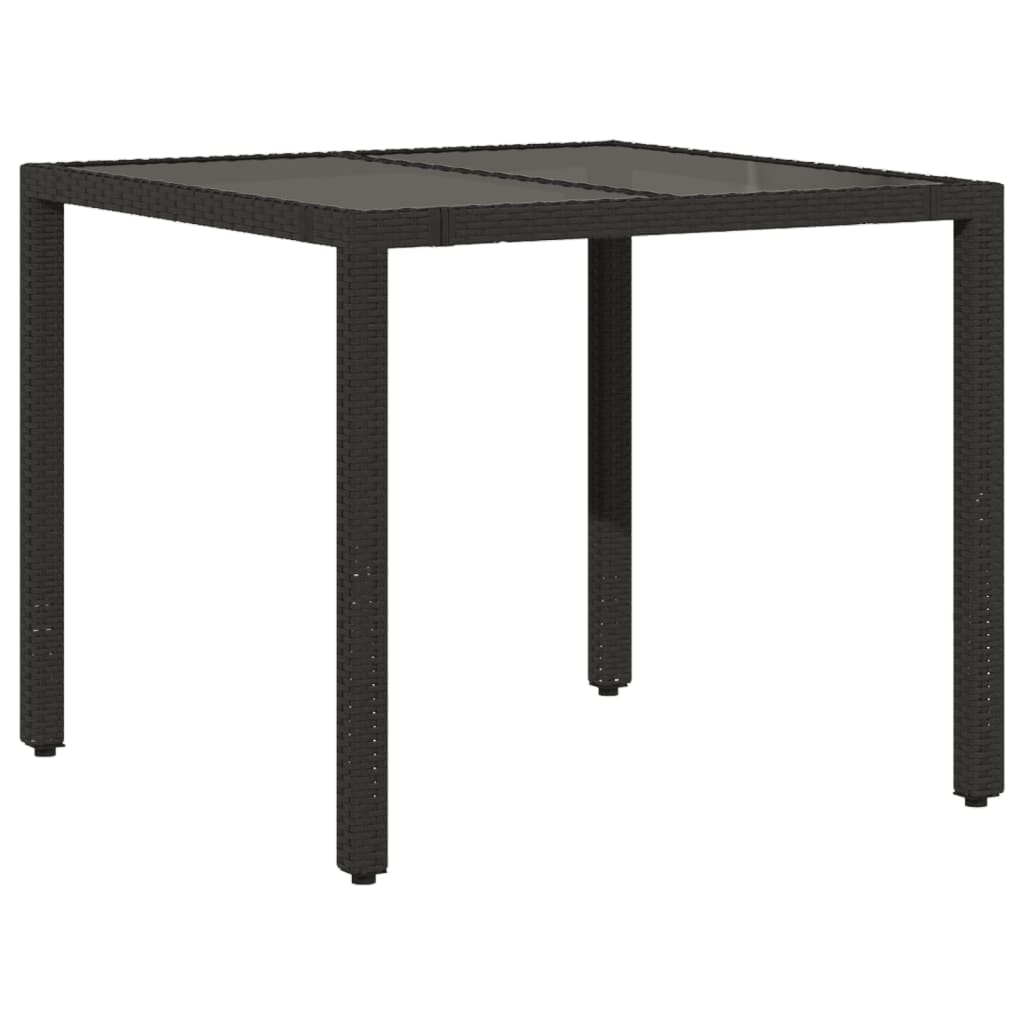 Tuintafel met glazen blad 90x90x75 cm poly rattan is nu te koop bij PeponiXL, paradijselijk wonen!