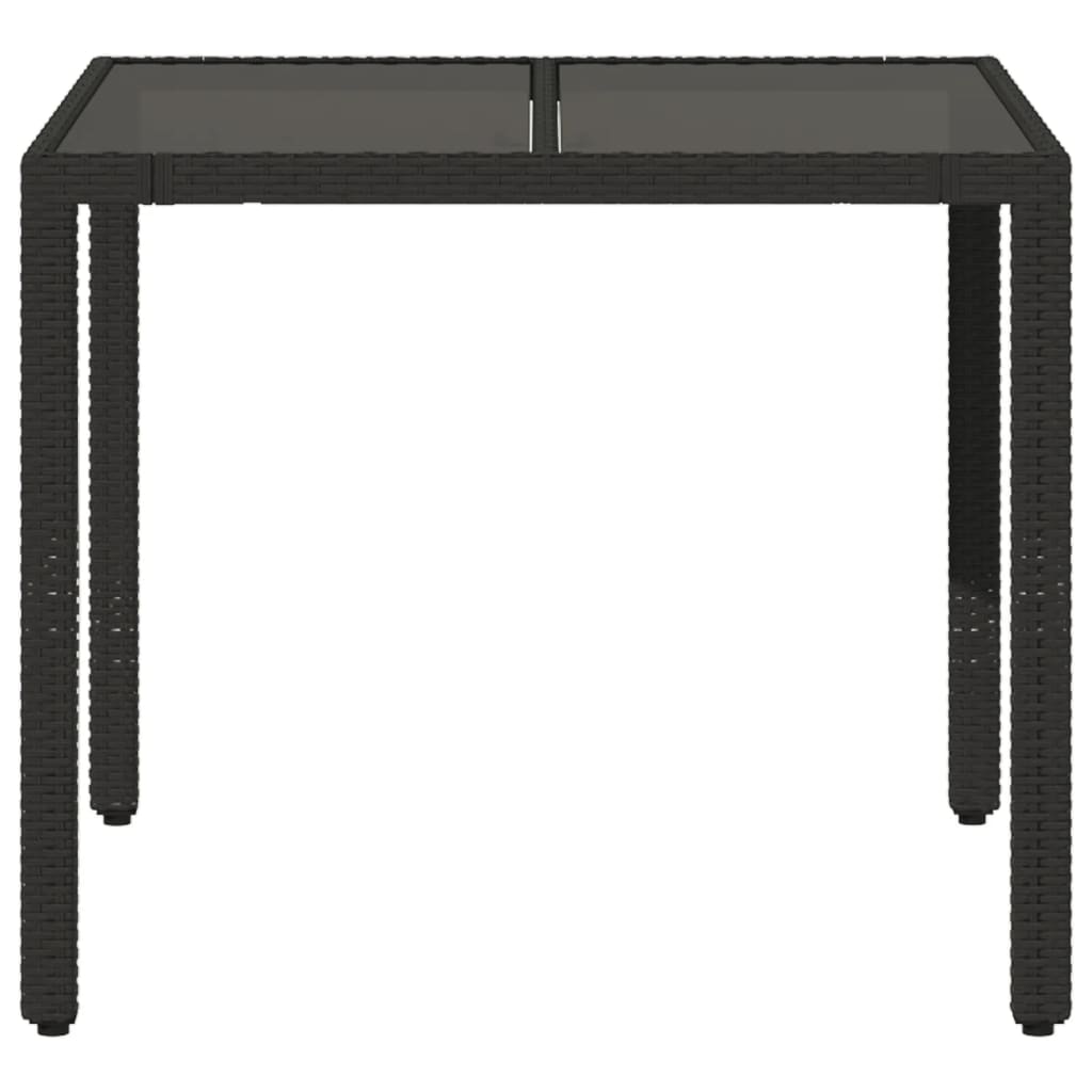 Tuintafel met glazen blad 90x90x75 cm poly rattan is nu te koop bij PeponiXL, paradijselijk wonen!