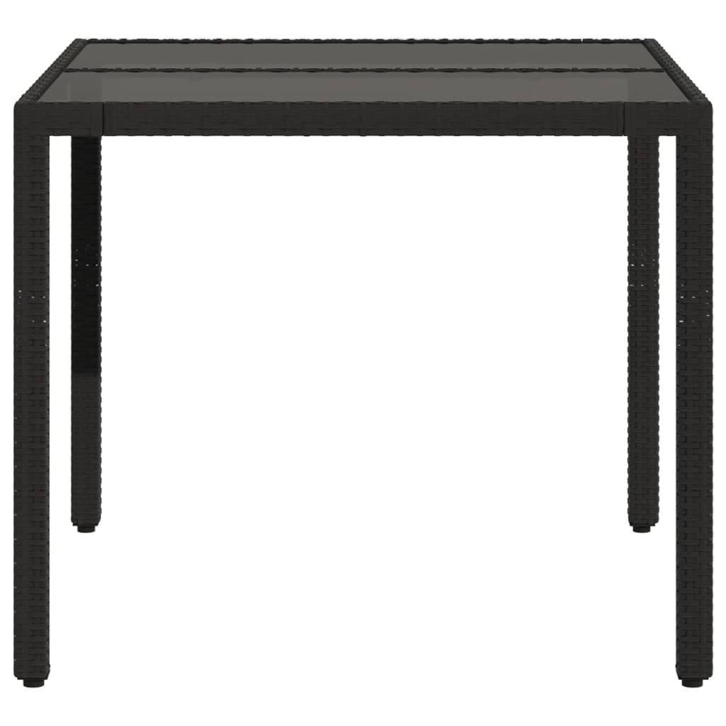 Tuintafel met glazen blad 90x90x75 cm poly rattan is nu te koop bij PeponiXL, paradijselijk wonen!