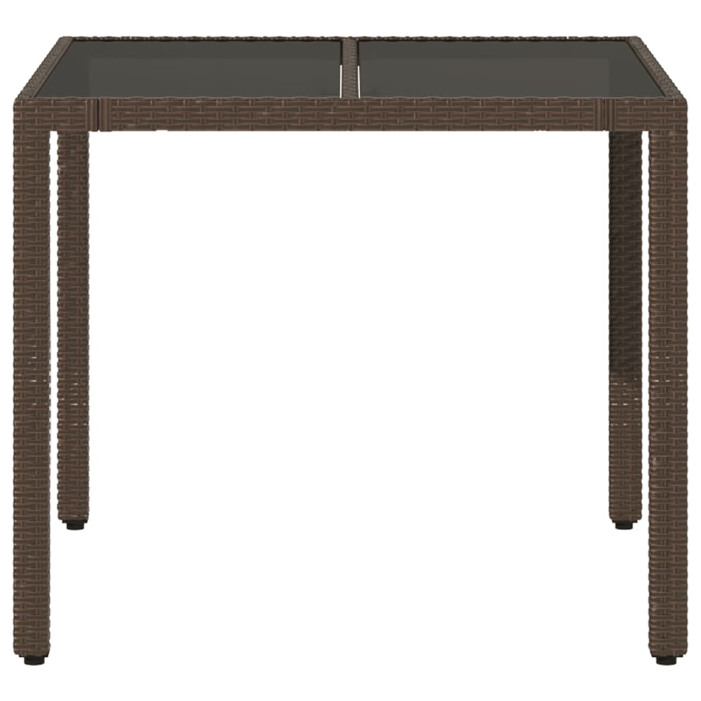 Tuintafel met glazen blad 90x90x75 cm poly rattan bruin is nu te koop bij PeponiXL, paradijselijk wonen!